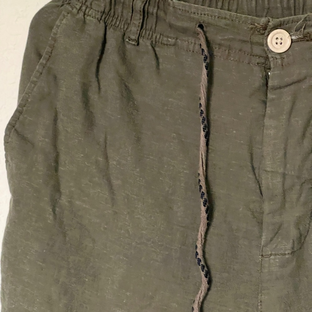 Linen cotton pants green